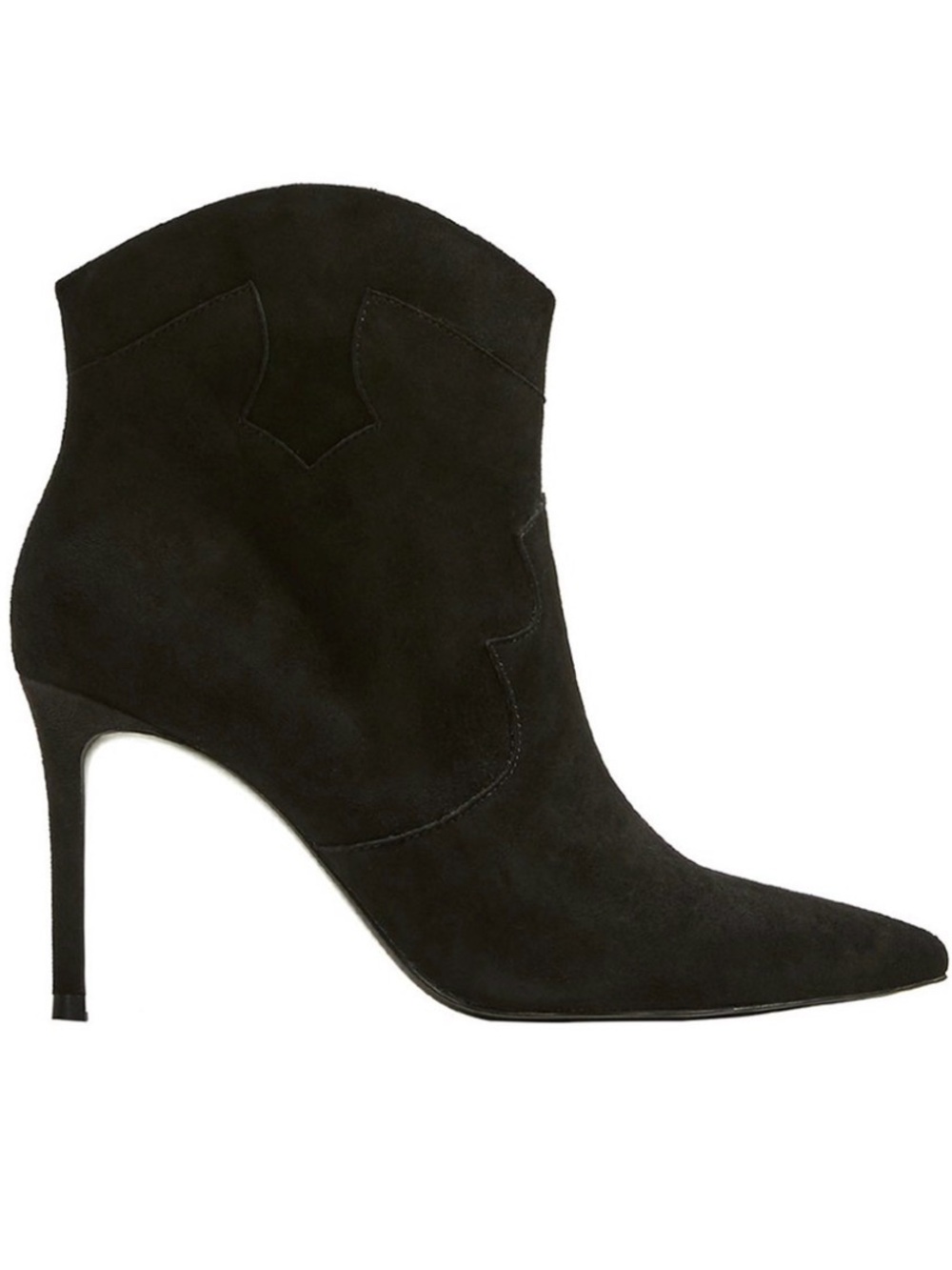Mango Black Suede Pointed-Toe Stiletto Ankle Boots